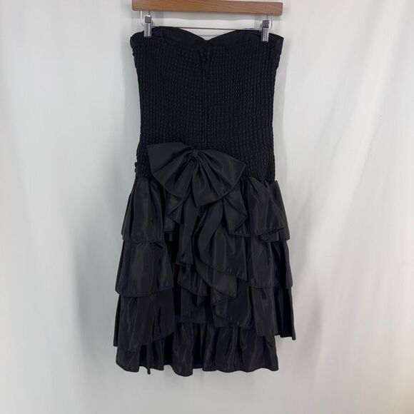 Vintage 80s Positively Ellyn Women’s Black Ruched Drop Waist Strapless Mini Dres - Picture 7 of 14